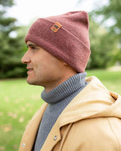 Charger l'image dans la galerie, Man wearing NEW HAAKWEAR H-Stitch Cuffed Beanie - Designed and Made in USA (Patented Design) - Rusty Burgundy