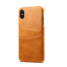 Cargar imagen en el visor de la galería, Luxury vegan leather phone back cover with card pocket, sleek matte finish, half-wrapped design for elegance and practicality.