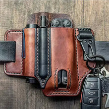 Load image into Gallery viewer, Tactical multi tool belt bag made of vegan leather with multiple compartments, showcasing durability and style for efficient tool access.