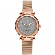 Load image into Gallery viewer, Elegant rose gold women's watch with a glittery dial and mesh strap, perfect for adding sophistication to both casual and formal outfits.