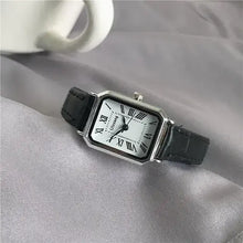 Load image into Gallery viewer, Retro Women's Classic Quartz Watch with Vegan Leather Strap on a Grey Fabric Background