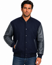 Cargar imagen en el visor de la galería, REED Men's Premium Varsity Leather Wool Jacket, stylish and warm, made in USA