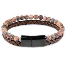 Load image into Gallery viewer, Natural stone and genuine leather bracelet with elegant design.