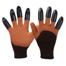 Cargar imagen en el visor de la galería, Brown garden gloves with black claw tips for easy digging and planting, ideal for gardeners seeking efficiency and cleanliness.