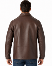 Cargar imagen en el visor de la galería, REED Men's Casual Leather Jacket, union made in Detroit, USA, featuring durable naked cow leather and satin lining.