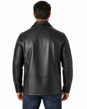 Cargar imagen en el visor de la galería, REED Men's Casual Leather Jacket, union made in Detroit, USA, featuring durable naked cow leather and satin lining.