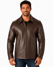 Cargar imagen en el visor de la galería, REED Men's Casual Leather cow Jacket, union made in USA
