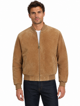 Cargar imagen en el visor de la galería, REED Men's camel Suede Leather Jacket on model