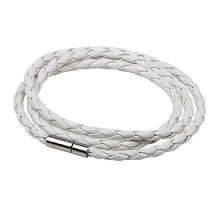 Load image into Gallery viewer, White braided vegan leather bracelet with metal clasp, fashion accessory.