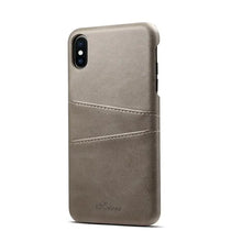 Cargar imagen en el visor de la galería, Luxury vegan leather phone cover with matte finish and card pocket, showcasing elegant and sophisticated design for enhanced protection.