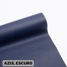 Load image into Gallery viewer, Dark blue vegan leather repair patch for restoring furniture and covering scratches.