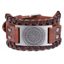 Cargar imagen en el visor de la galería, Retro Wide Leather Pirate Compass Bracelet with Vintage Charm and Reliable Compass, Perfect for Navigating Life's Adventures
