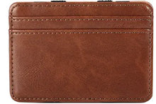 Load image into Gallery viewer, Vegan leather wallet in brown with minimalist design and multiple card slots for organized storage, eco-friendly, sleek, stylish.