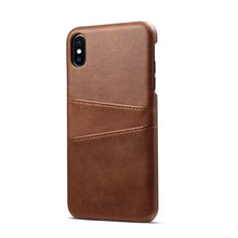 Cargar imagen en el visor de la galería, Luxury vegan leather phone cover with matte finish and card pocket, half-wrapped design for style and protection.