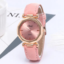 Load image into Gallery viewer, Pink vegan leather women's quartz watch with sleek design, lightweight for comfort, and precision timekeeping. Perfect for any occasion.