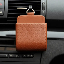 Cargar imagen en el visor de la galería, Premium leather car organizer with phone and utensil holder for clutter-free driving. Stylish and functional for car interiors.