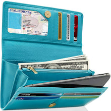 Charger l'image dans la galerie, Genuine Leather Accordion Clutch – Removable Checkbook Holder, RFID Blocking
