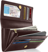 Charger l'image dans la galerie, Genuine Leather Accordion Clutch – Removable Checkbook Holder, RFID Blocking