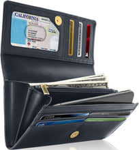 Charger l'image dans la galerie, Genuine Leather Accordion Clutch – Removable Checkbook Holder, RFID Blocking