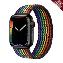 Load image into Gallery viewer, Rainbow nylon strap for Apple Watch featuring new colors, compatible with 38mm-45mm iWatch Series SE, 7, 6, 5, 4, 3.