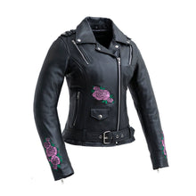 Cargar imagen en el visor de la galería, Pink Rose Motorcycle Leather Jacket