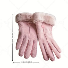 Charger l'image dans la galerie, Cashmere Warm Suede Leather Plush Touch Screen Gloves