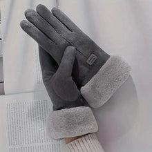 Charger l'image dans la galerie, Cashmere Warm Suede Leather Plush Touch Screen Gloves