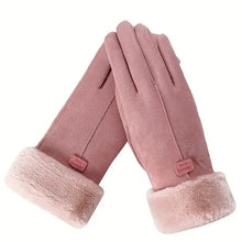 Charger l'image dans la galerie, Cashmere Warm Suede Leather Plush Touch Screen Gloves