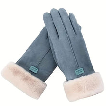 Charger l'image dans la galerie, Cashmere Warm Suede Leather Plush Touch Screen Gloves