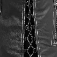 Load image into Gallery viewer, Cindy - Women's Motorcycle Leather Vest Black