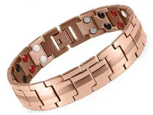 Load image into Gallery viewer, Magnetic therapy bracelet in copper finish with embedded magnets, designed for enhancing energy and vitality.