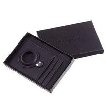 Load image into Gallery viewer, Minimalist vegan leather card wallet in gift box, sleek and compact design for organizing essentials, black color.