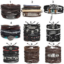 Load image into Gallery viewer, Collection of multilayer leather bracelets with various designs and colors for stylish fashion accessories.