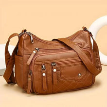 Cargar imagen en el visor de la galería, Fashion Multi Zipper Crossbody Bag, Soft Vegan Leather Shoulder Bag, Women's Multi Pockets Handbag Purse