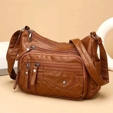 Cargar imagen en el visor de la galería, Fashion Multi Zipper Crossbody Bag, Soft Vegan Leather Shoulder Bag, Women's Multi Pockets Handbag Purse