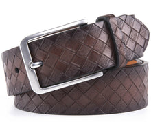 Cargar imagen en el visor de la galería, Genuine Split Leather Belt for Men – Brushed Buckle, 1.3" Strap