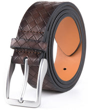 Cargar imagen en el visor de la galería, Genuine Split Leather Belt for Men – Brushed Buckle, 1.3" Strap
