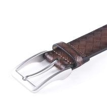 Cargar imagen en el visor de la galería, Genuine Split Leather Belt for Men – Brushed Buckle, 1.3" Strap