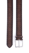 Cargar imagen en el visor de la galería, Genuine Split Leather Belt for Men – Brushed Buckle, 1.3" Strap