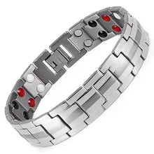 Load image into Gallery viewer, Stylish magnetic therapy bracelet with silver links designed for enhanced energy and vitality