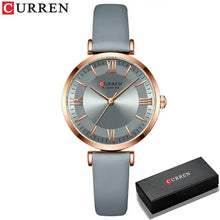 Load image into Gallery viewer, Fashionable women's leather wristwatch with classic clockface, quartz movement, and water-resistance from Curren, perfect for any outfit.