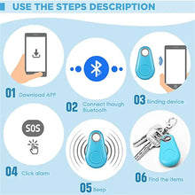 Load image into Gallery viewer, eThings Pet Smart GPS Tracker setup steps include app download, Bluetooth connection, device pairing, SOS alarm, and item finding.