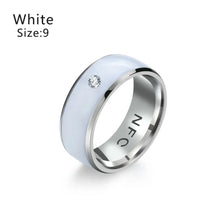 Load image into Gallery viewer, White NFC smart ring size 9 with waterproof and durable design featuring cutting-edge technology for seamless device connectivity.