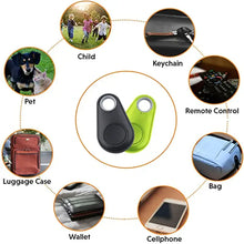 Load image into Gallery viewer, Image of eThings Pet Smart GPS Tracker surrounded by icons for child, keychain, remote control, pet, luggage case, wallet, cellphone, and bag.