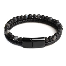 Load image into Gallery viewer, Natural stone leather bracelet with elegant design for sophisticated style