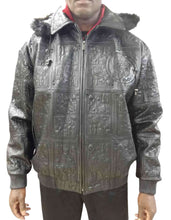 Load image into Gallery viewer, Man wearing Original Detroit High Roller Jacket by REED with unique embossed design and fur collar, showcasing style and luxury.