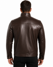 Cargar imagen en el visor de la galería, REED men's lambskin leather jacket with stand-up collar, front zip closure