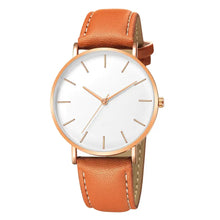 Load image into Gallery viewer, Simple luxury men's watch with vegan leather strap, minimalist design, round white dial - elegant and timeless.