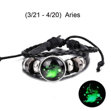 Load image into Gallery viewer, Aries Leather Bracelet with Zodiac Sign Charm - Astrological Fashion Accessory