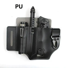 Load image into Gallery viewer, Tactical multi-tool belt bag made of vegan leather with various tool compartments, featuring imported design for durability and style.